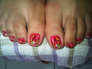 Neon Pink with butterfly & flower design
