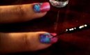 Nail Art :Blue Flowers On A Gradient Sunset, Inspired By RobinMosesNailArt