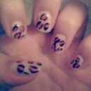 Leopard pink and black nails