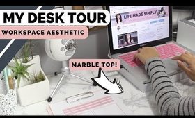 DIY Marble Desktop and Updated Desk Tour | Workspace Aesthetic