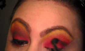 MAKE UP LOOK RED YELLOW PINK ORANGE TUTORIAL 120 palette