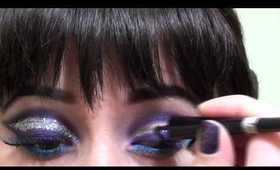 New Year's Eve Purple and Silver Glitter Makeup Look