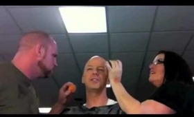 Bald Cap Application. On Sean Hayes for The Three Stooges