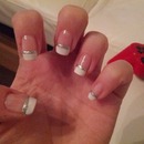 french Mani with silver stripe
