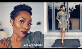 ANOTHER CASUAL GRWM | SIMPLE EYE MAKEUP + BOLD LIPS | DIMMA UMEH