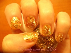 Manicure with Avon gold nail glitter
