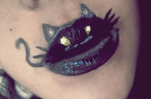 grr cat makeup gato felino black lips dark negro oscuro