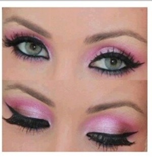 Pink eyeshadow with liner.