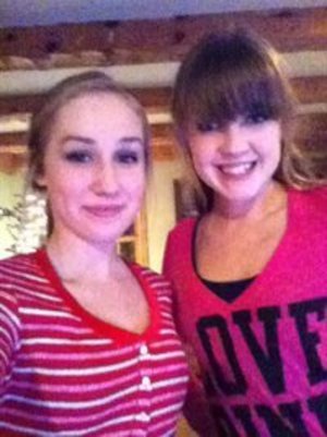 my best friend and me in our christmas PJs :)