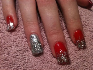 silver glitter into bright red :) 