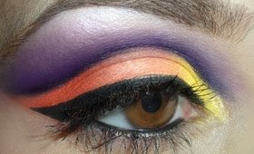 Bright & Dramatic Purple and Orange Eye Look