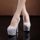 Spring waterproof silver sky high-heeled shoes