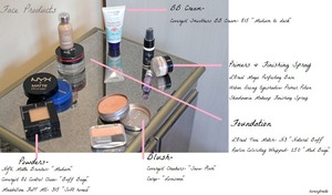 The face products I will be bringing on vacation including primers and finishing spray! 