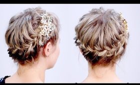 Super Cute French Braided Crown Updo For Short Hair | Milabu