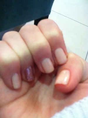 I used nude nail polish and sparkles 
