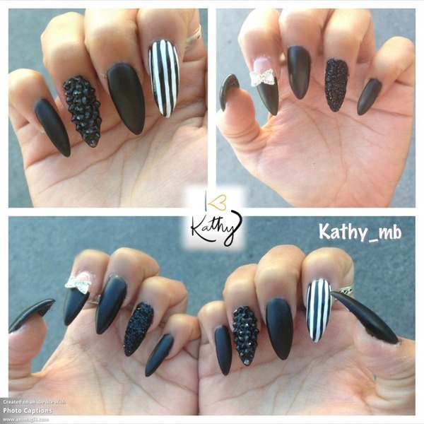 black matte stiletto nails | Kathy B.'s (Iheartkathy) Photo | Beautylish