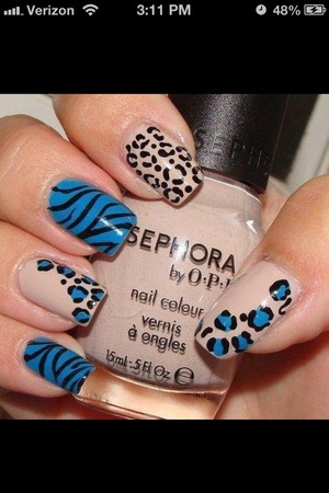 Neutral and blue with cheetah and tiger prints
