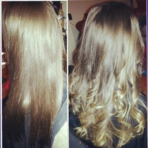 Ombre effect using foils and 2 different blondes.
