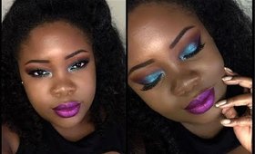 Teal and Purple Eyeshadow Look on Dark Skin