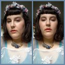 Peachy Keen Makeup And Periwinkle Outfit- New Flowercrown/Trimmed Bangs