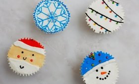 Christmas Cupcakes: Snowflake, Snowman, Santa, Christmas lights, Christmas trees