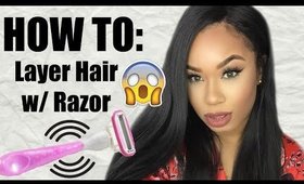 DIY How to Cut Layers w/ BODY RAZOR! | Styling On Natural Hair!