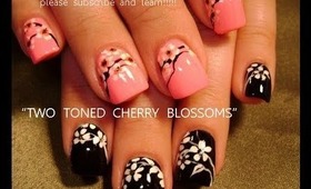 PINK and BLACK cherry blossoms: robin moses nail art design tutorial FNORD 363