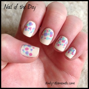 spring mani with multi colored polka dots using OPI Euro Central Collection