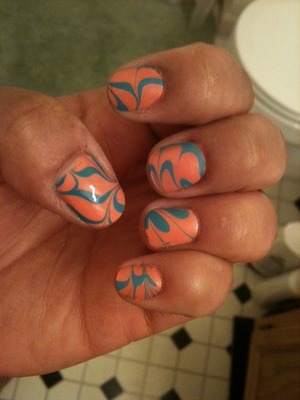 My first time trying water marbling. I'd say it was a success!! :)