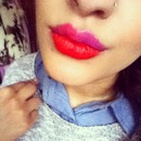 multi-coloure lips! orange, pink, red! 