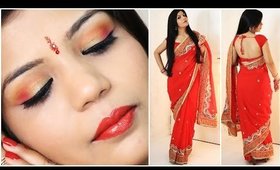 GRWM Indian Party Makeup And Saree Outfit