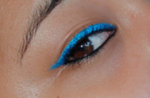 Just a simple metallic blue eyeliner with black eyeliner as well.  