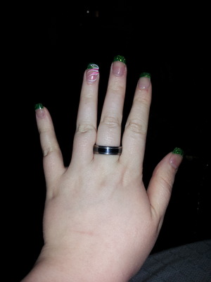 Green nails for St. Patrick's day. Done at a salon