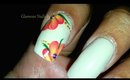 GNbL- Red & Yellow Flowers on Neutral nail polish