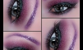 Reddish Purple Smokey Dragon - Makeup from Notoriously Morbid -  glitter brows