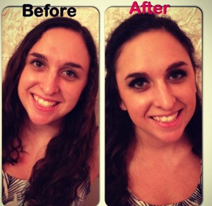 My sister before and after I did her hair and makeup :)