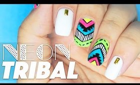 Neon Tribal nail art