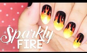 Sparkly Fire nail art