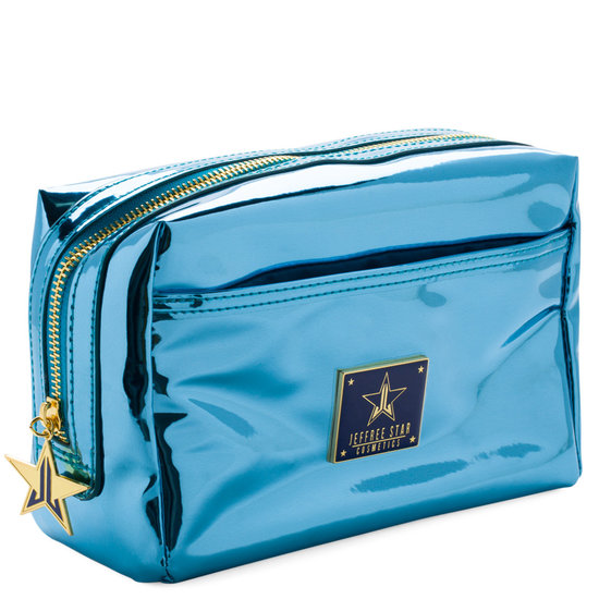 blue makeup bag