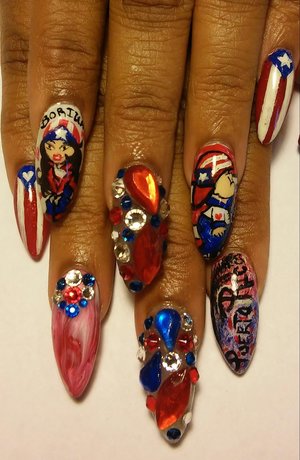 hand painted designs inspired by Puerto Rico. By SauceC Nailz