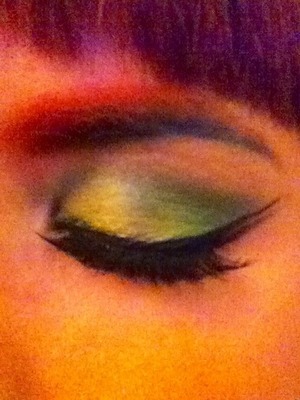I had fun with pigmented brows and different greens and blues on the lids.