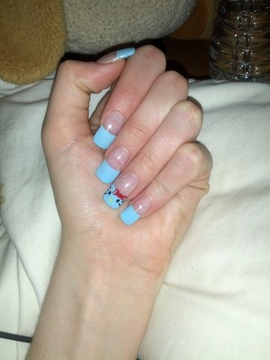 sky blue UV gel Hell Kitty nails