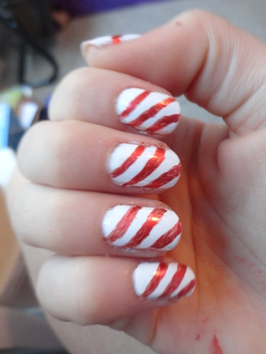Candy cane Christmas nails!
