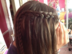 My first time doing a water fall braid on my friend Alyssa's Hair!