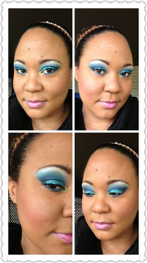 Tyme did this look on her YouTube its a teal and glitter