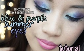 Blue & Purple Fun Summer Eyes Tutorial ❤ BH Cosmetics Day & Night Palette