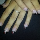 Black and red french manicure