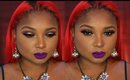 Glitter Eye Makeup and Purple Matte lips - Queenii Rozenblad