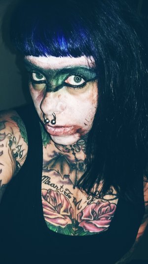 some type of Halloween war makeup... maybe I'm a serial killer lol 