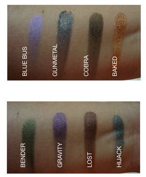 UD  book of shadows IV
swatches colors 6-12 and 13-16